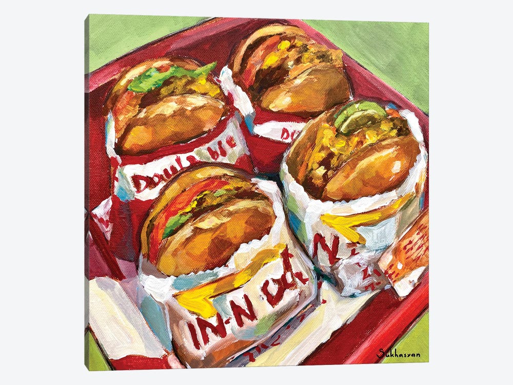 Still Life With 4 In-N-Out Burgers by Victoria Sukhasyan 1-piece Canvas Artwork