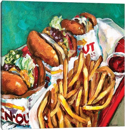 Still Life With 3 In-N-Out Burgers And French Fries Canvas Art Print - Sandwiches