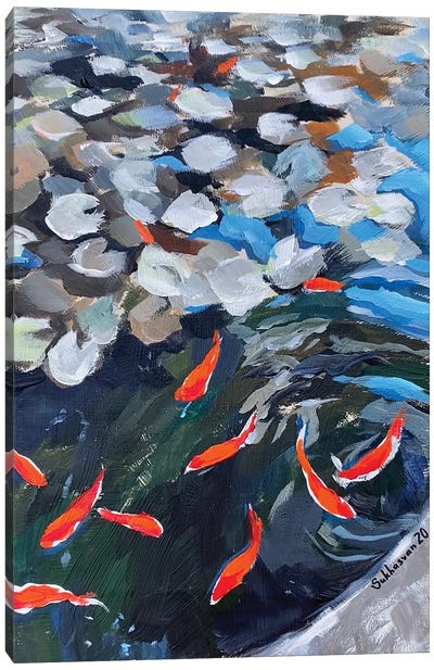 Japanese Pond Canvas Art Print - Koi Fish Art