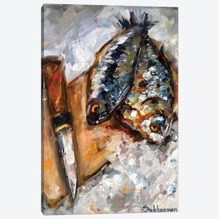 Still Life With Fish On The Snow Canvas Print #VSH48} by Victoria Sukhasyan Canvas Artwork