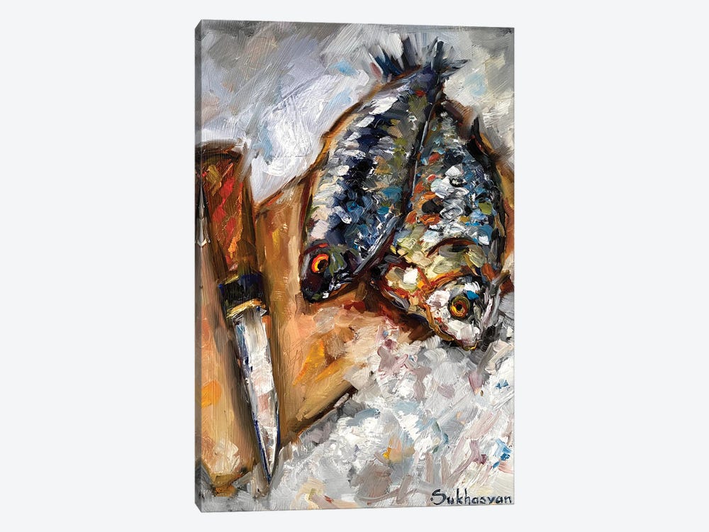 Still Life With Fish On The Snow by Victoria Sukhasyan 1-piece Canvas Artwork