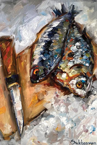 La Dolce Vita: Still Life With Fish On The Snow by Victoria Sukhasyan