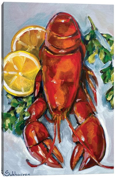 Still Life With Lobster Canvas Art Print - Seafood