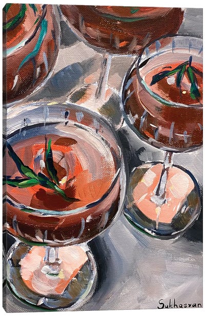 Still Life With 4 Cocktails Canvas Art Print - Victoria Sukhasyan