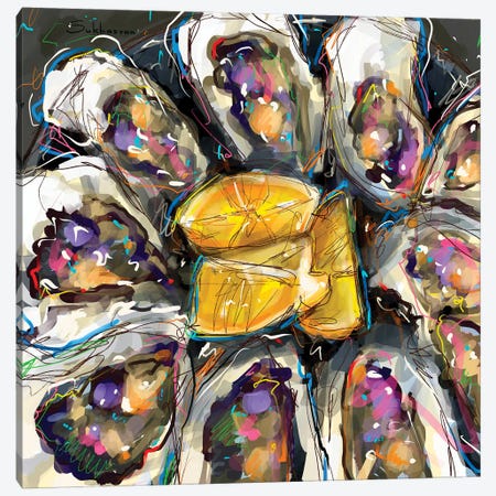 Still Life With Oysters And Lemon Slices Canvas Print #VSH62} by Victoria Sukhasyan Canvas Artwork