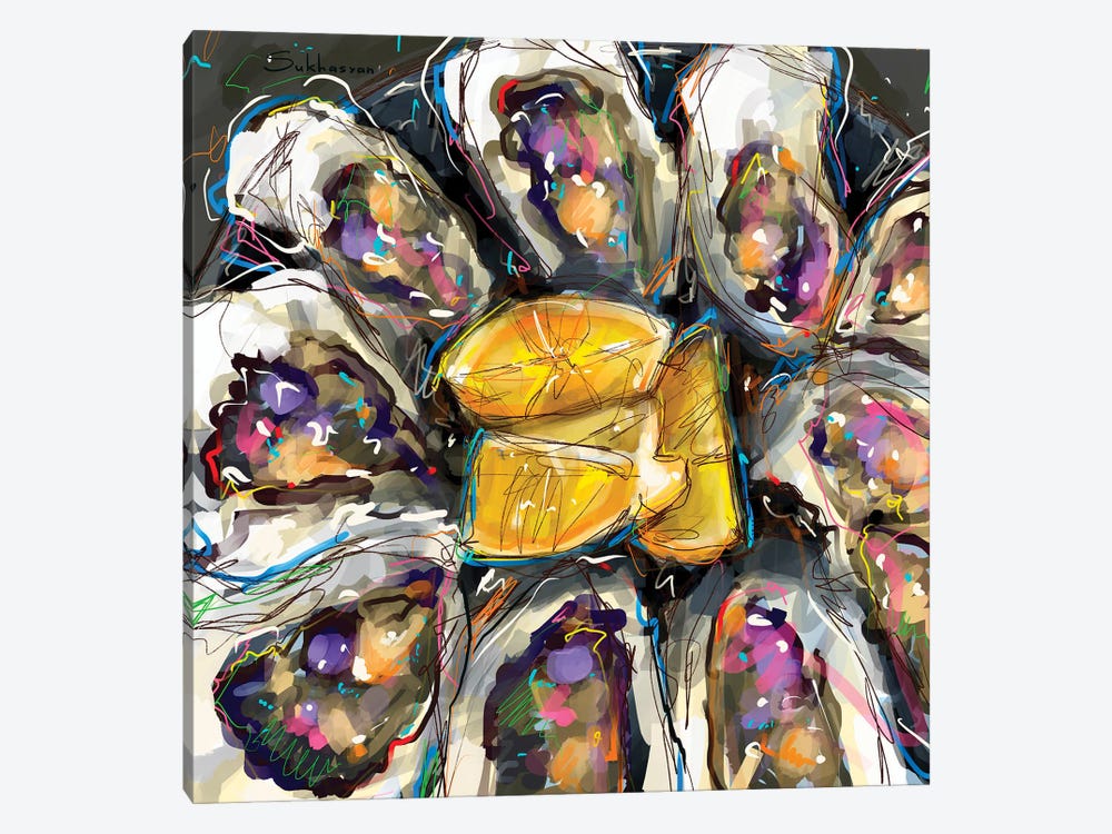Still Life With Oysters And Lemon Slices by Victoria Sukhasyan 1-piece Canvas Wall Art