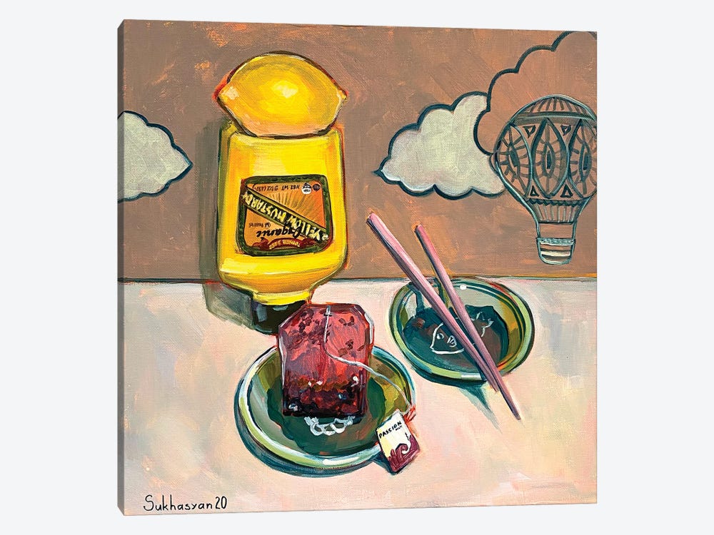 Still Life With Passion Fruit Tea, Lemon And Mustard by Victoria Sukhasyan 1-piece Canvas Art Print