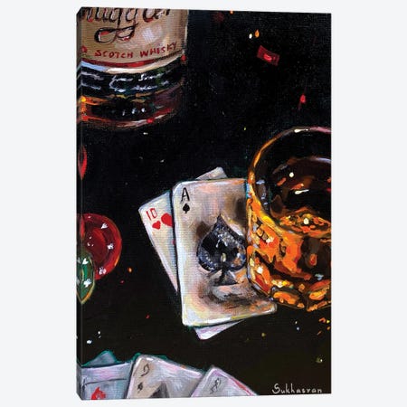 Poker And Whiskey Canvas Print #VSH69} by Victoria Sukhasyan Canvas Art
