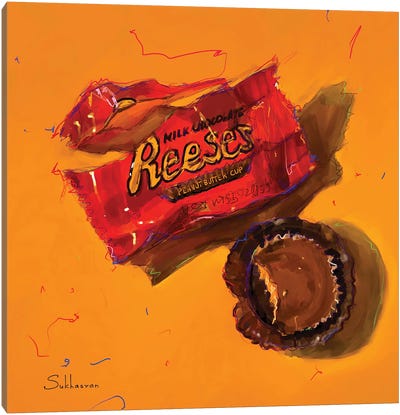 Still Life With Reese’s Peanut Butter Cup Canvas Art Print - Sweets & Dessert Art