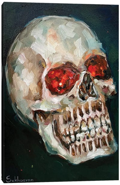 Still Life With The Skull Canvas Art Print - Goth Art