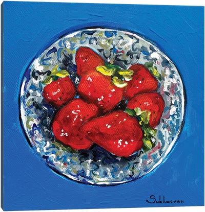 Still Life With The Bowl Of Strawberries Canvas Art Print - Victoria Sukhasyan