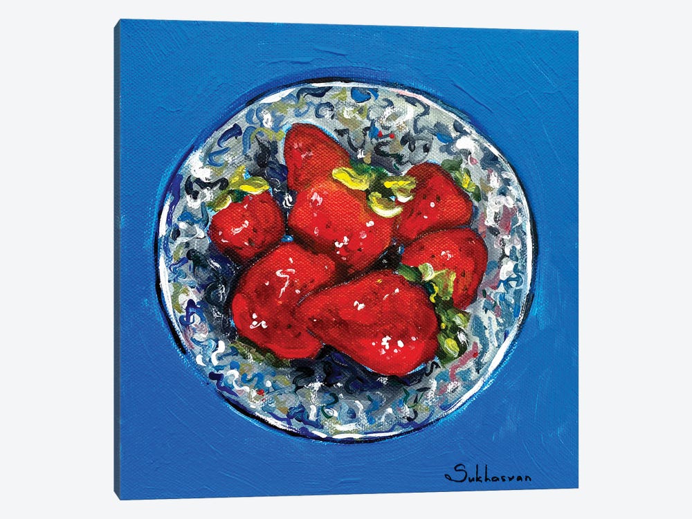 Still Life With The Bowl Of Strawberries by Victoria Sukhasyan 1-piece Canvas Artwork
