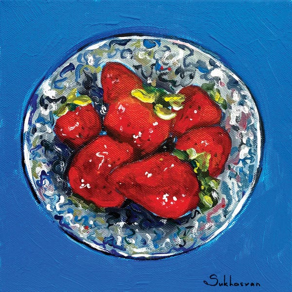 Food & Drink Still Life: Still Life With The Bowl Of Strawberries by Victoria Sukhasyan