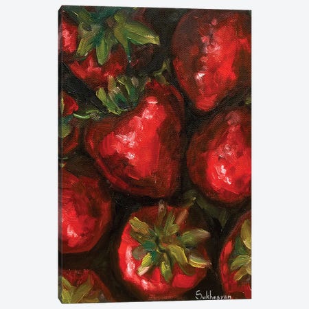 Still Life With Strawberries Canvas Print #VSH79} by Victoria Sukhasyan Art Print