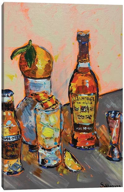 Still Life With Whiskey And Lemon Canvas Art Print - Still Lifes for the Modern World
