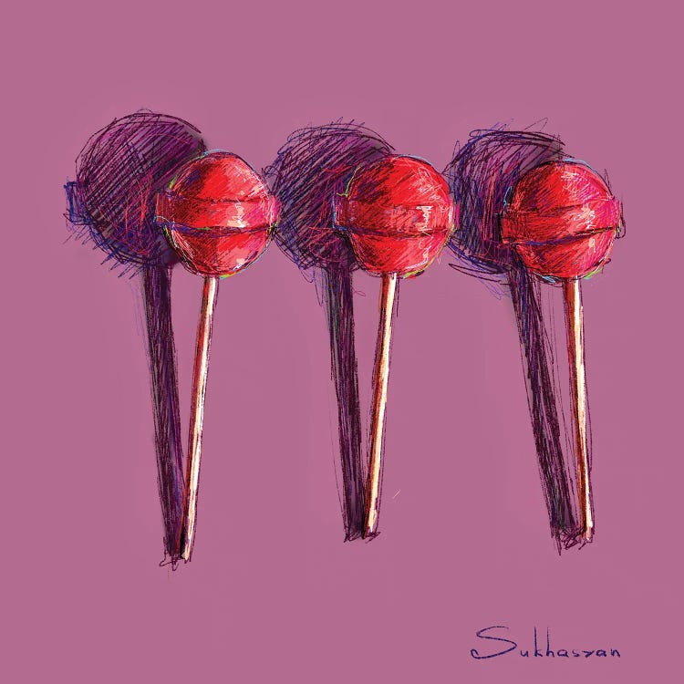 Still Life With Strawberry Lollipops