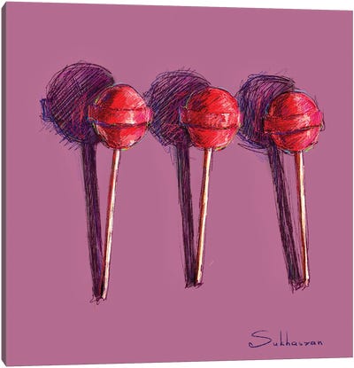 Still Life With Strawberry Lollipops Canvas Art Print - Similar to Wayne Thiebaud