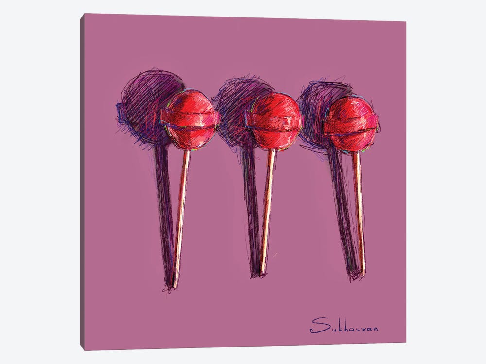 Still Life With Strawberry Lollipops by Victoria Sukhasyan 1-piece Canvas Art