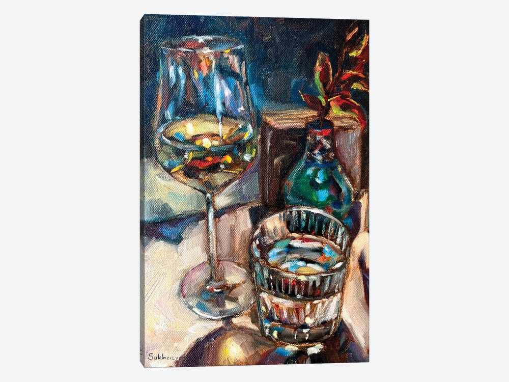 Still Life With Wine And Water by Victoria Sukhasyan 1-piece Canvas Art