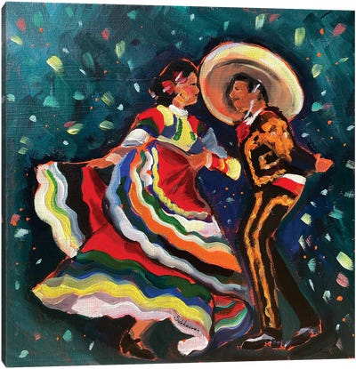 Mexican Dancers II Canvas Art Print - Hat Art