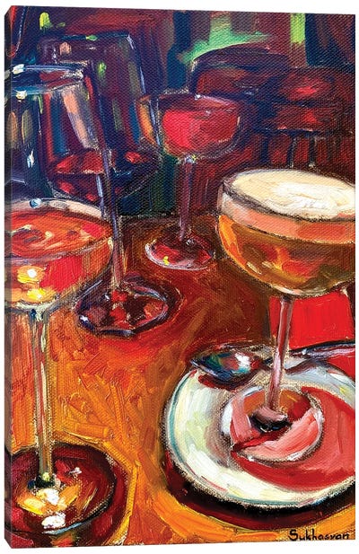 Still Life With Wine And Cocktail Canvas Art Print - Victoria Sukhasyan