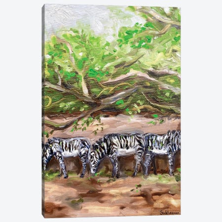 Scenery With Zebras Canvas Print #VSH93} by Victoria Sukhasyan Art Print