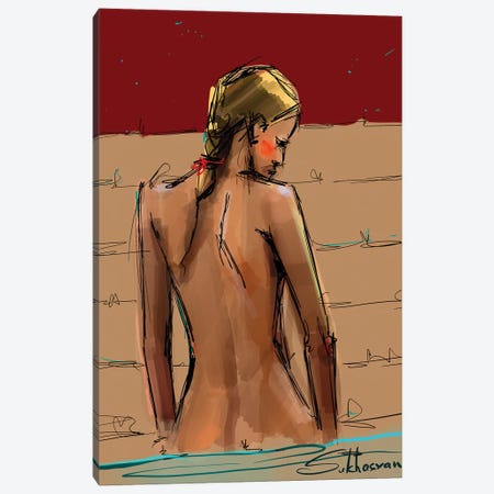 Nude In The Shower Canvas Print #VSH96} by Victoria Sukhasyan Canvas Artwork
