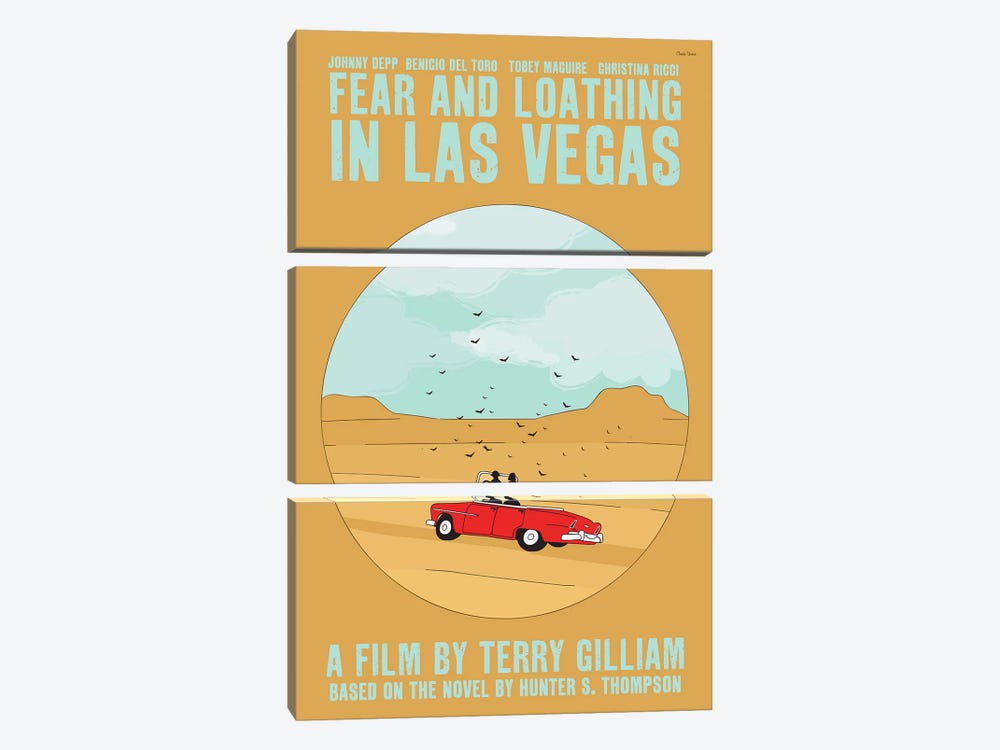 Fear And Loathing In Las Vegas by Claudia Varosio 3-piece Canvas Print