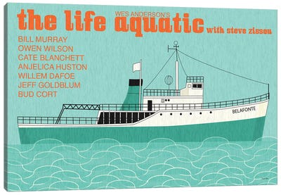 Life Aquatic Canvas Art Print - Minimalist Movie Posters