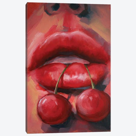 Cherry Lips Canvas Print #VSK15} by Valentina Shatokhina Canvas Print
