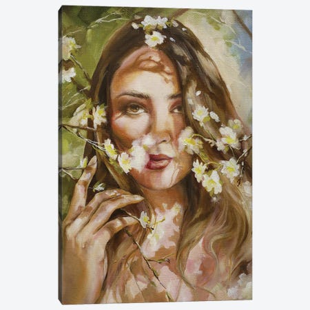 Woman With Flower Canvas Print #VSK20} by Valentina Shatokhina Art Print