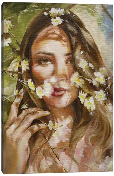 Woman With Flower Canvas Art Print - Valentina Shatokhina
