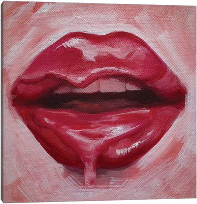 Shiny Lips Canvas Art Print - Red Passion