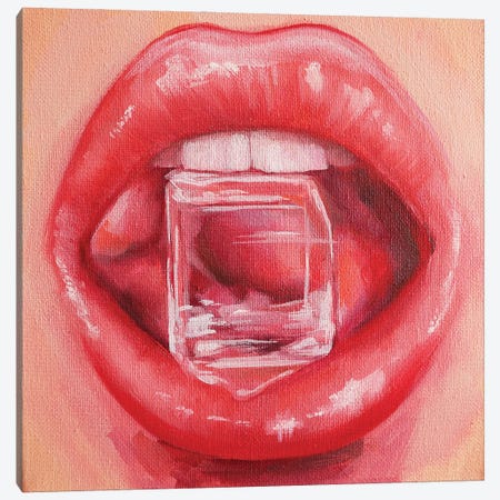 Lips And Ice Canvas Print #VSK39} by Valentina Shatokhina Canvas Wall Art