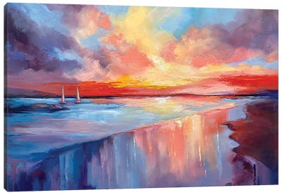 Sunset At Sea Canvas Art Print - Valentina Shatokhina