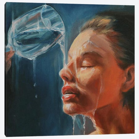 Girl With A Glass Canvas Print #VSK9} by Valentina Shatokhina Canvas Art