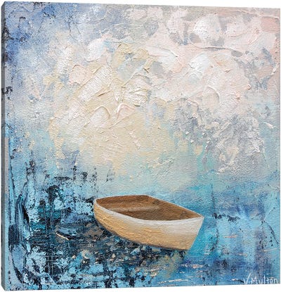Deep Blue Canvas Art Print - Rowboat Art