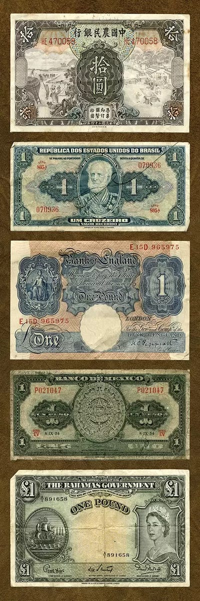 Foreign Currency Panel II by Vision Studio framed canvas print