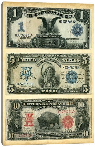 Antique Currency VI Canvas Art Print - Money Art