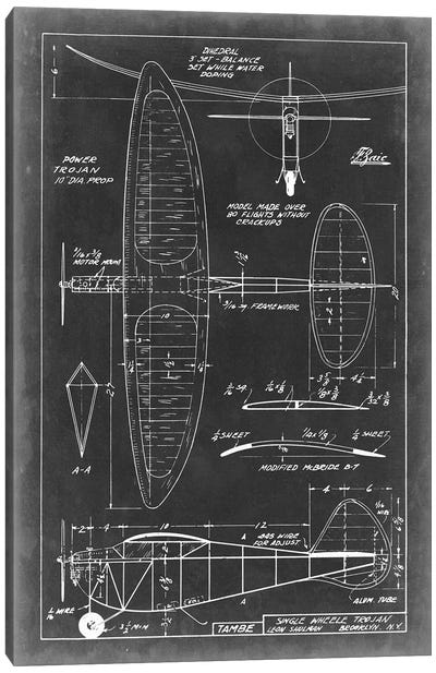 Aeronautic Blueprint I Canvas Art Print - Airplane Art