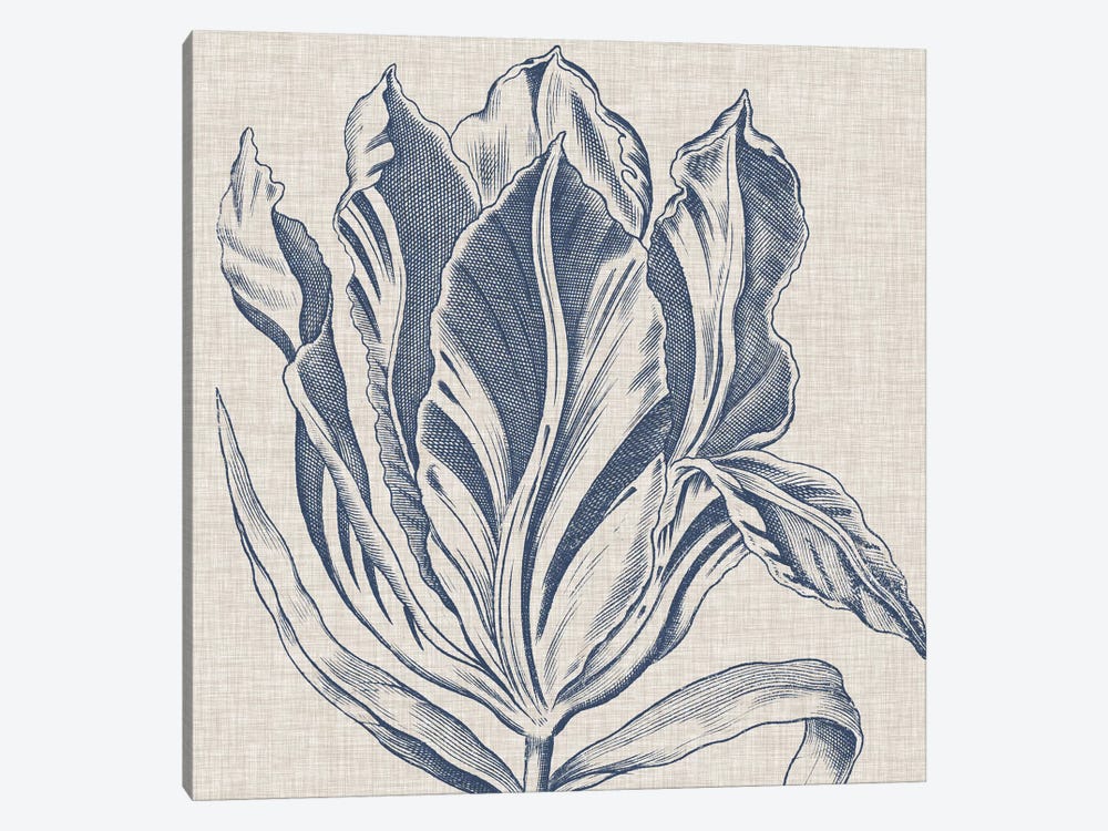 Indigo Floral on Linen I by Vision Studio 1-piece Canvas Artwork