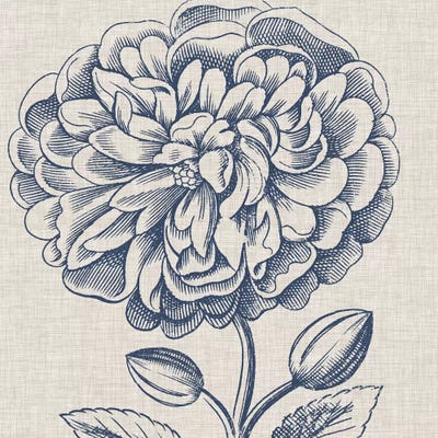 Indigo Floral on Linen III by Vision Studio metal wall art