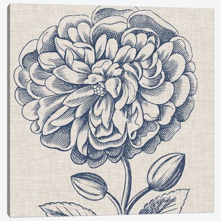 Indigo Floral on Linen III Canvas Print #VSN270} by Vision Studio Art Print
