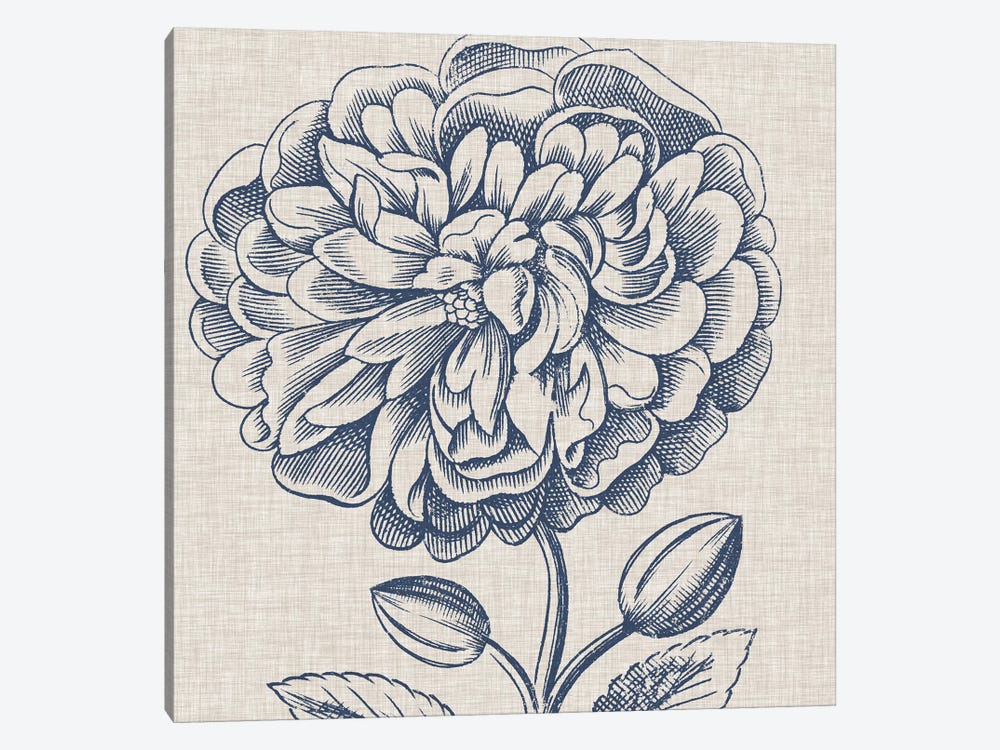 Indigo Floral on Linen III by Vision Studio 1-piece Art Print
