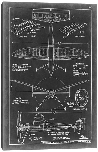 Aeronautic Blueprint III Canvas Art Print - Aviation Blueprints