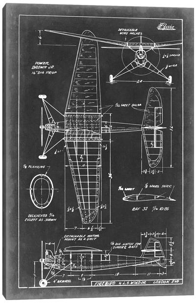 Aeronautic Blueprint IV Canvas Art Print - Aviation Blueprints