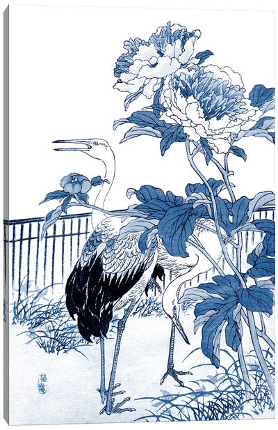 Blue & White Asian Garden I Canvas Art Print - Indigo & White 