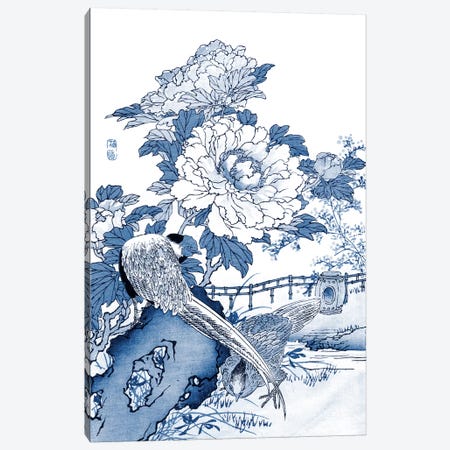 Blue & White Asian Garden II Canvas Print #VSN57} by Vision Studio Canvas Artwork