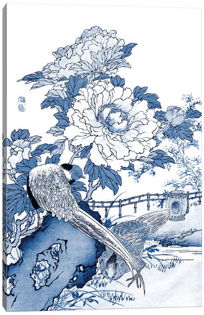 Blue & White Asian Garden II Canvas Art Print - Vision Studio