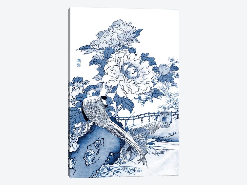 Blue & White Asian Garden II 1-piece Canvas Wall Art